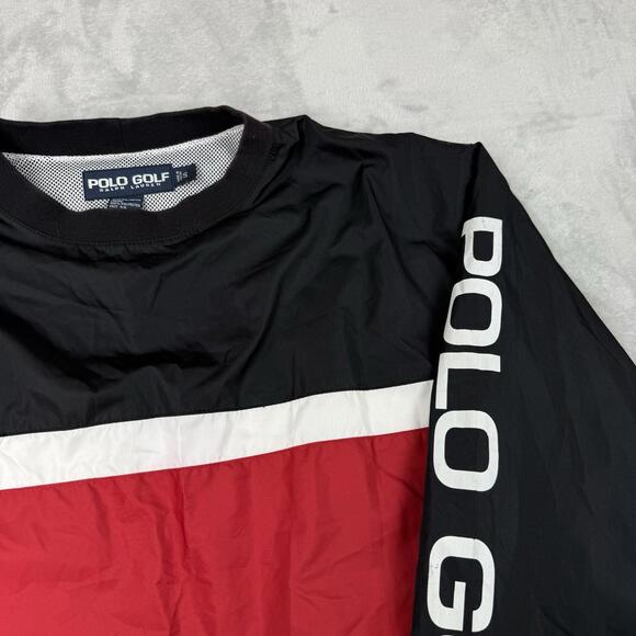 Polo Golf Ralph Lauren Windbreaker Pullover Red Black Men Size S Mesh Lined Prep - Picture 6 of 9